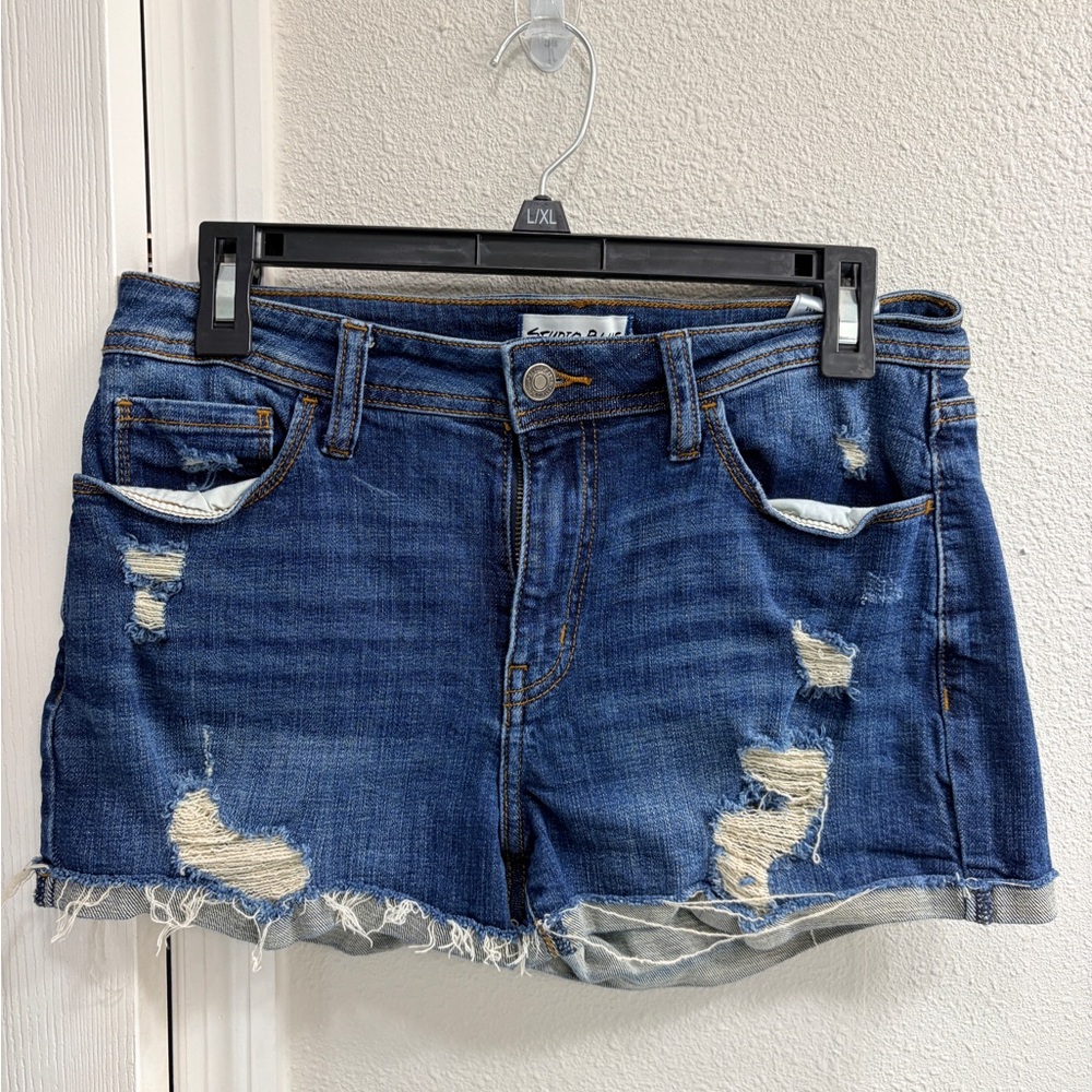 Studio Blue Dark Blue Distressed Jean Shorts